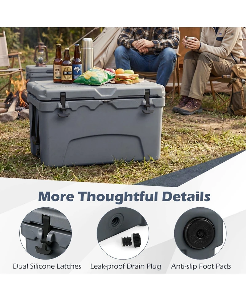 Sugift 45 Quart Portable Hard Cooler with 6-Day Ice Retention and Built-In Cup Holders