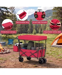 Sugift Collapsible Outdoor Utility Wagon with Canopy Storage Bag and 150 lb Load