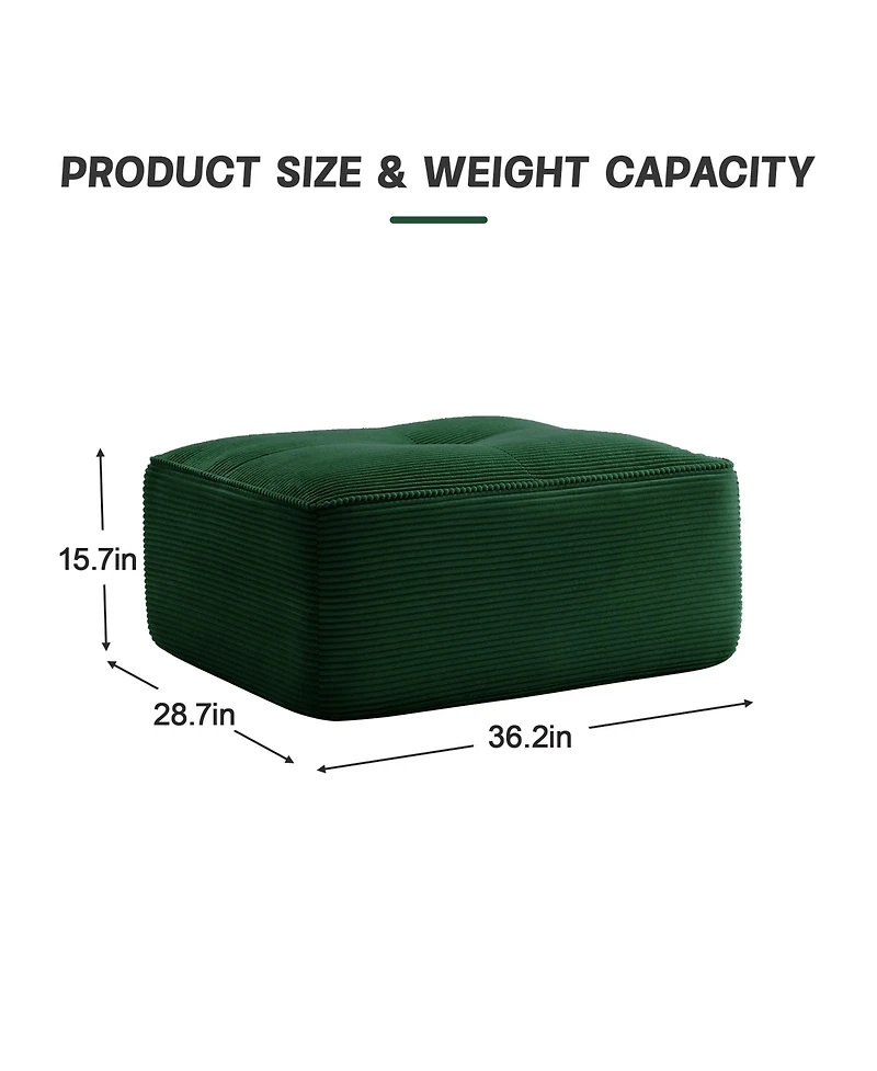 sumyeg Corduroy Upholstered Ottoman Footrest for Living Room or Bedroom
