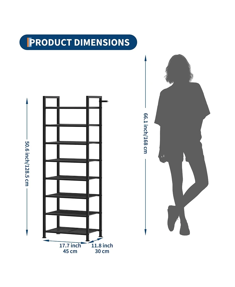 gaomon 8-Tier Metal Shoe Storage Organizer, Shoe Rack for Entryway Hallway Closet and Bedroom