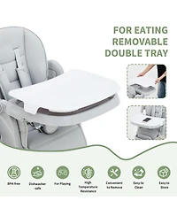 homfan Foldable Baby High Chair with Adjustable Backrest, Footrest, Tray, and 5-Point Harness