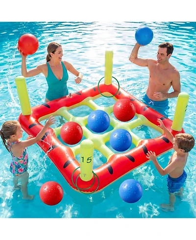 Gnuadz 2 In 1 Inflatable Tic Tac Toe Ring Toss Game Set