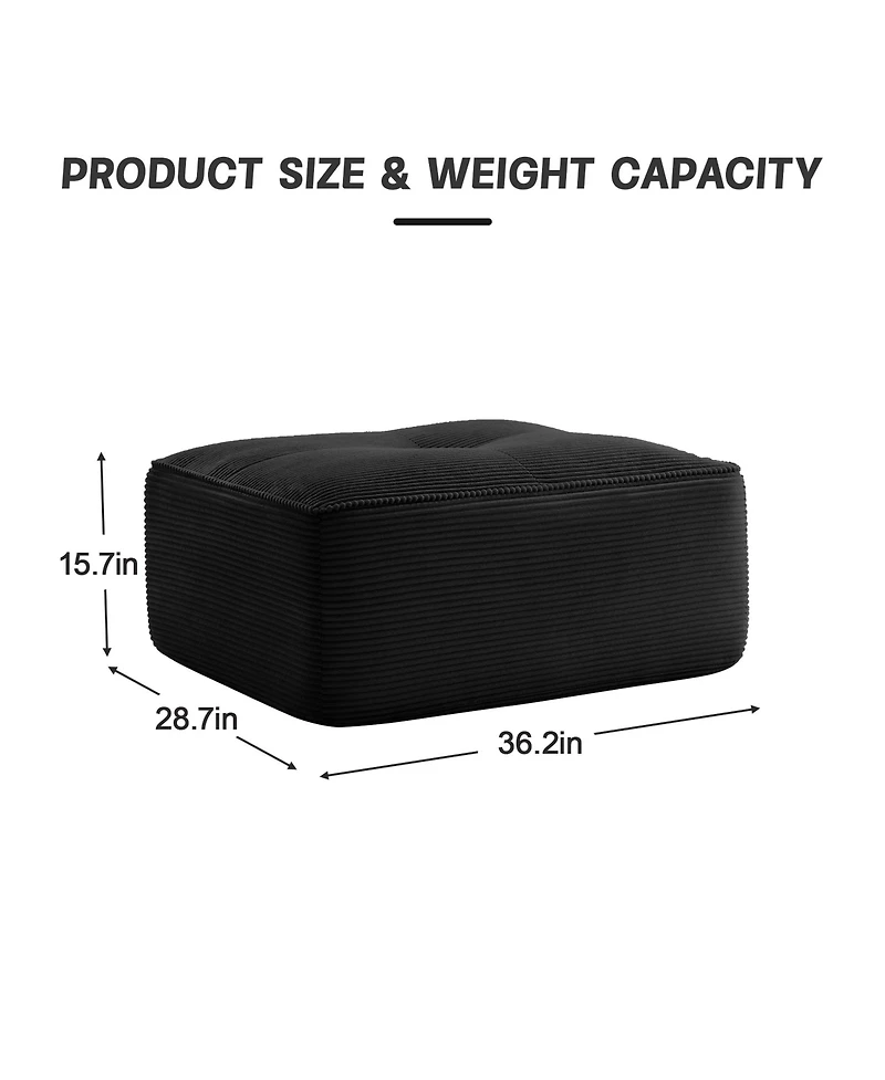 sumyeg Corduroy Upholstered Ottoman Footrest for Living Room or Bedroom