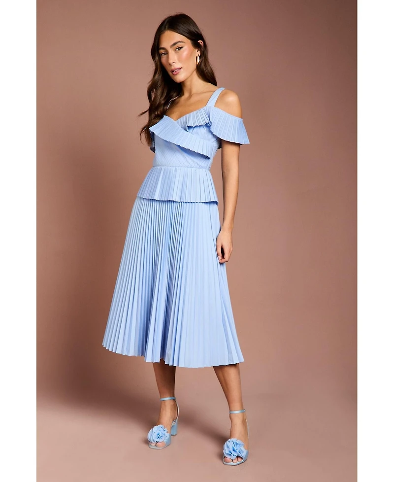 Coast Women's Pleated V-Neck Midi Dress