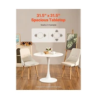 Sugift 31.5 in Round Dining Table, Modern Mdf Tulip Pedestal Kitchen Table for 2-4 People with Iron Base