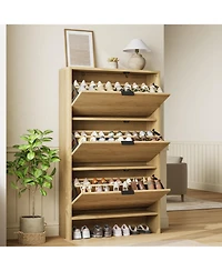 gaomon 3 Flip Freestanding Shoe Organizer Drawers Shoe Storage Cabinet Shoe Cabinet for Entryway
