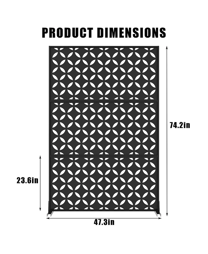 gaomon Freestanding Metal Privacy Screen Room Divider for Indoor Outdoor Patio Garden Balcony