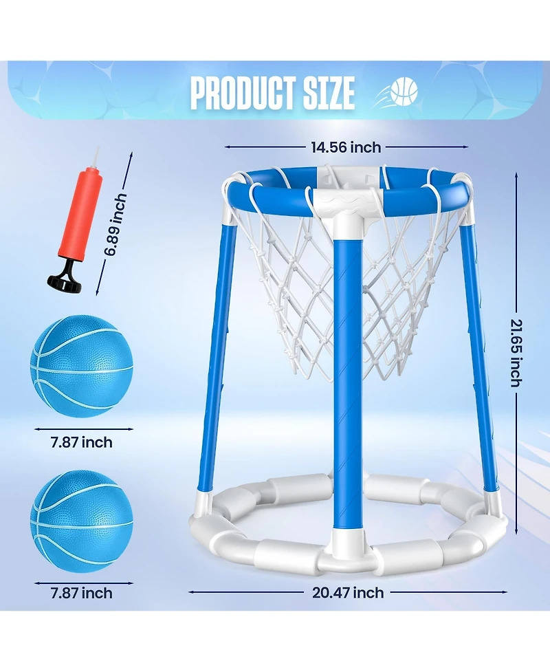 Gnuadz Pool Basketball Hoop Floating Game 2 Balls Indoor Outdoor