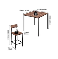 Sugift Bar Table 5PCS 35" Bars Tables Set Bar Tables and Chair Set with Rounded Edge Design