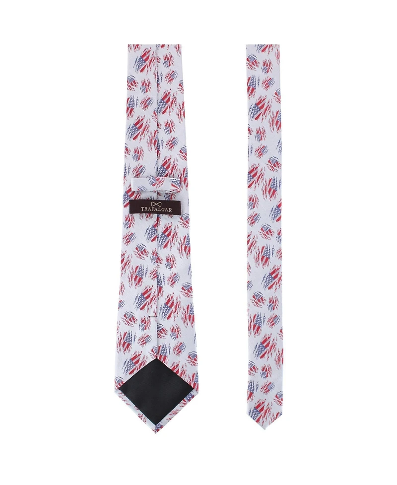 Trafalgar Men's Stars and Stripes Secret Silver Silk Novelty Necktie