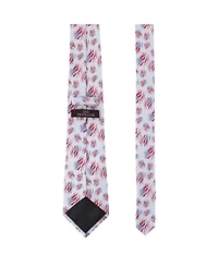 Trafalgar Men's Stars and Stripes Secret Silver Silk Novelty Necktie