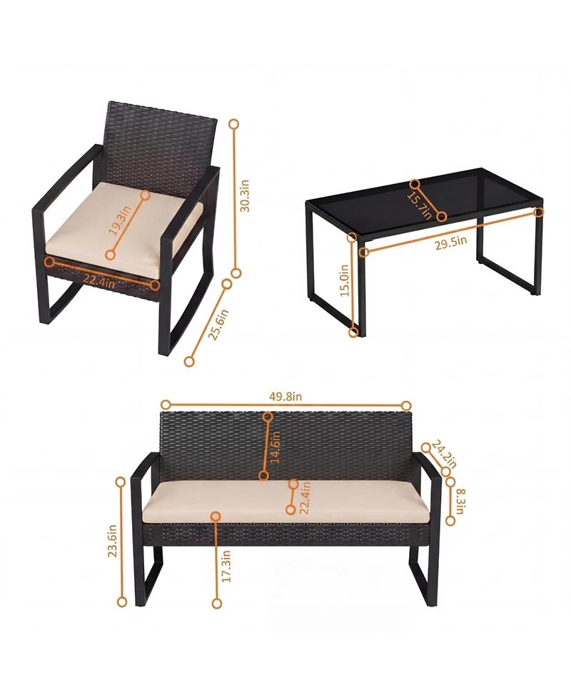 gaomon Adults Patio Rocking Chair Set Wicker Iron Outdoor Seating,