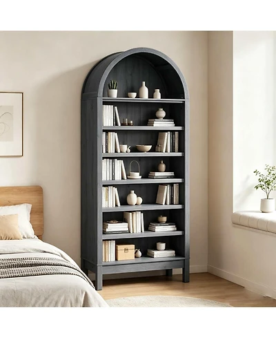 gaomon 71" Tall 7 Tier Arched Bookcase Bookshelf with Adjustable Shelves