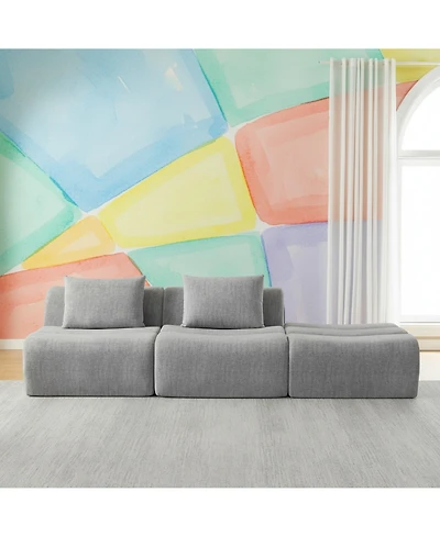 Sailvan Oversized 3 Seater Compressed Sofa with Chenille Fabric, No Assembly, Space-Saving