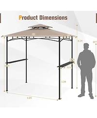 Sugift 8 x 5 Outdoor Grill Gazebo with 2 Shelves 6 Hanging Hooks and Metal Frame