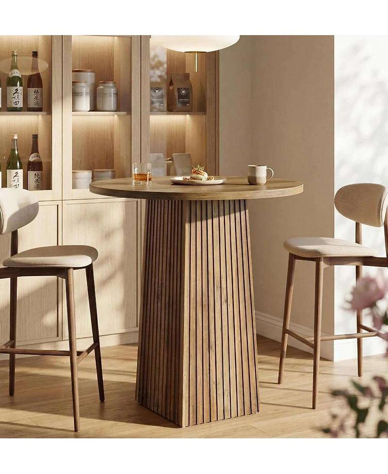Tribesigns 31.5" Round Dining Table for 2, Wood Pedestal Kitchen Table for Dining Room, Living Room, Small Space