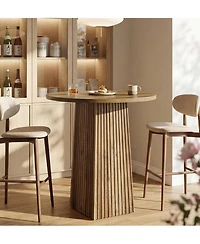 Tribesigns 31.5" Round Dining Table for 2, Wood Pedestal Kitchen Table for Dining Room, Living Room, Small Space