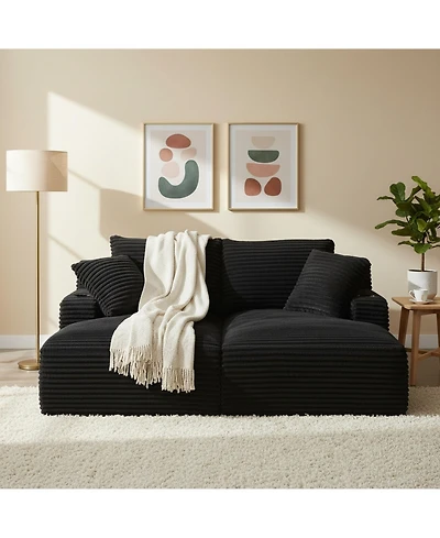 Sailvan Double Chaise Lounge with Cupholders, Compressible Modern Sleeper Loveseat, No Assembly