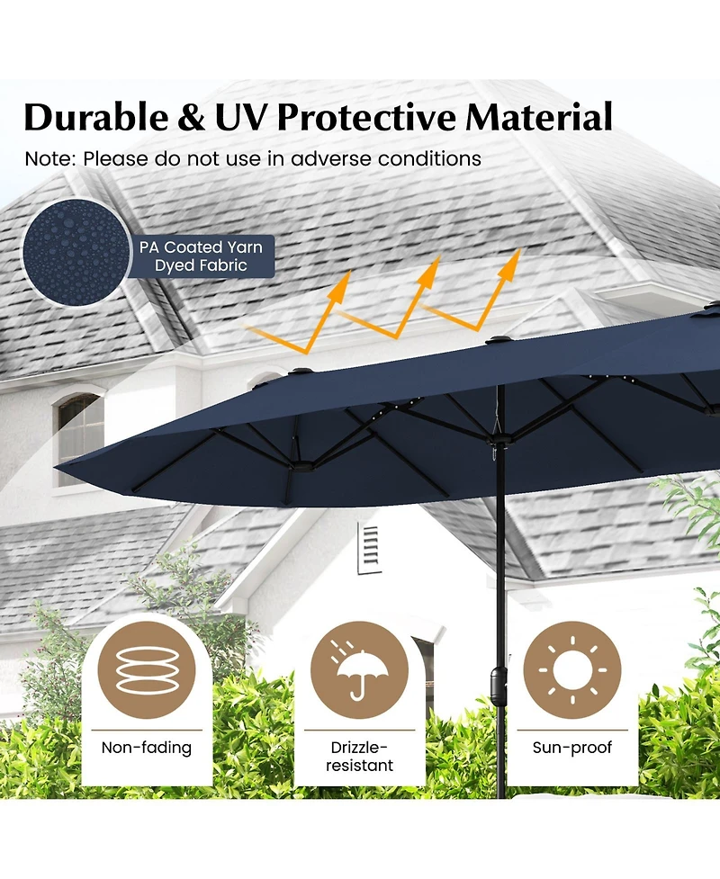 Sugift 13 ft Double-Sided Twin Patio Market Umbrella with Crank Handle and Cross Base
