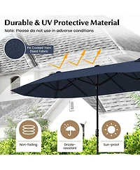 Sugift 13 ft Double-Sided Twin Patio Market Umbrella with Crank Handle and Cross Base