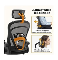 homfan Ergonomic Wide-Seat Office Chair with Flip Armrests, Lumbar Support, 350 lb