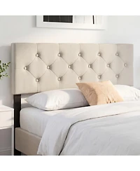 Slickblue Queen Upholstered Headboard with Tufted Linen Fabric