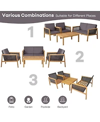 4 Pieces Patio Rattan Furniture Set with Removable Cushions