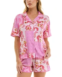 Roudelain Women's Pasha Paisley Patchwork Top & Shorts, 2-Piece Set