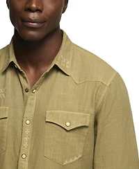 Lucky Brand Men's Slub Cross Hatch Western Shirt
