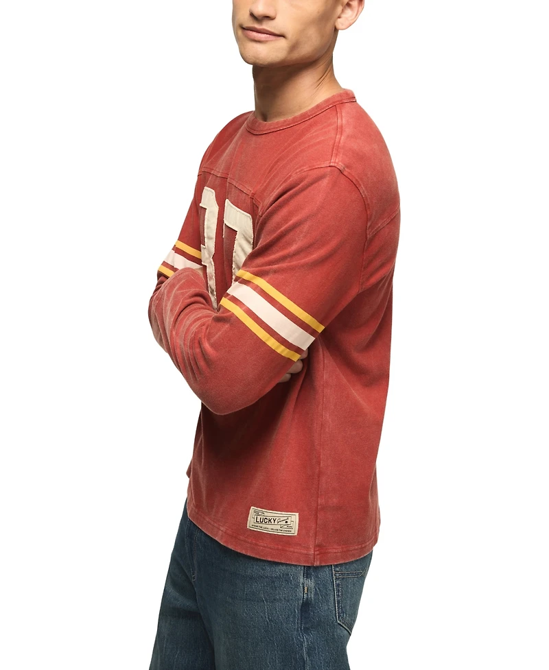 Lucky Brand Men's Long-Sleeve Football Crewneck T-Shirt