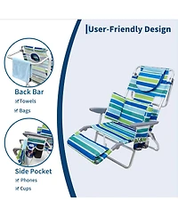 gaomon 1 Pack Outdoor 3-in-1 Beach Chair, Folding Tanning Lounger with Face Hole