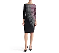 Kasper Women's Boat-Neck Side-Pleat 3/4-Sleeve Dress