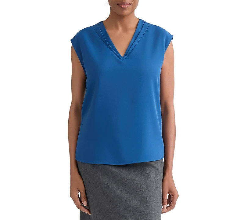 Kasper Women's Pleat-Neck Sleeveless Blouse