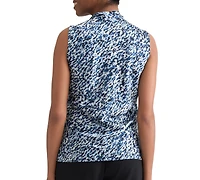 Kasper Women's Printed Tie-Neck Sleeveless Blouse