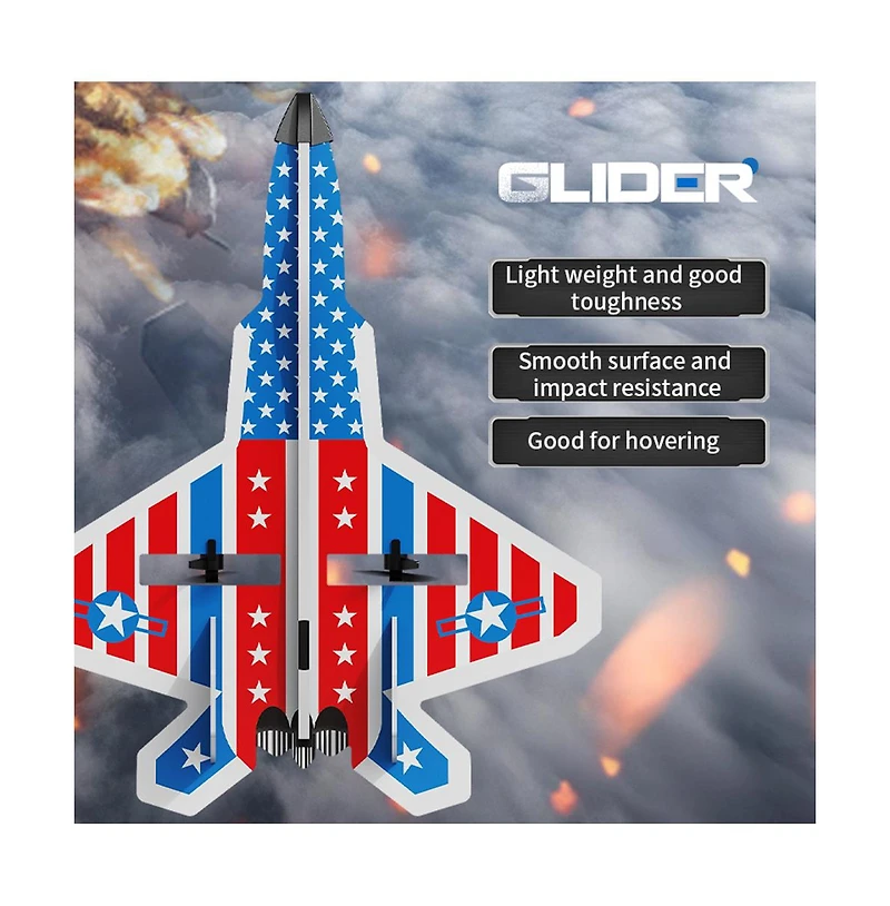 Bruce & Shark 2.4G Rc Glider Plane with Gyro, 2 Batteries & Led Lights
