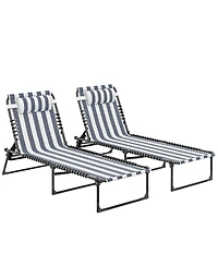 Aofar 2 Packs 4-position Folding Chaise Lounge Chair Set Outdoor Recliner