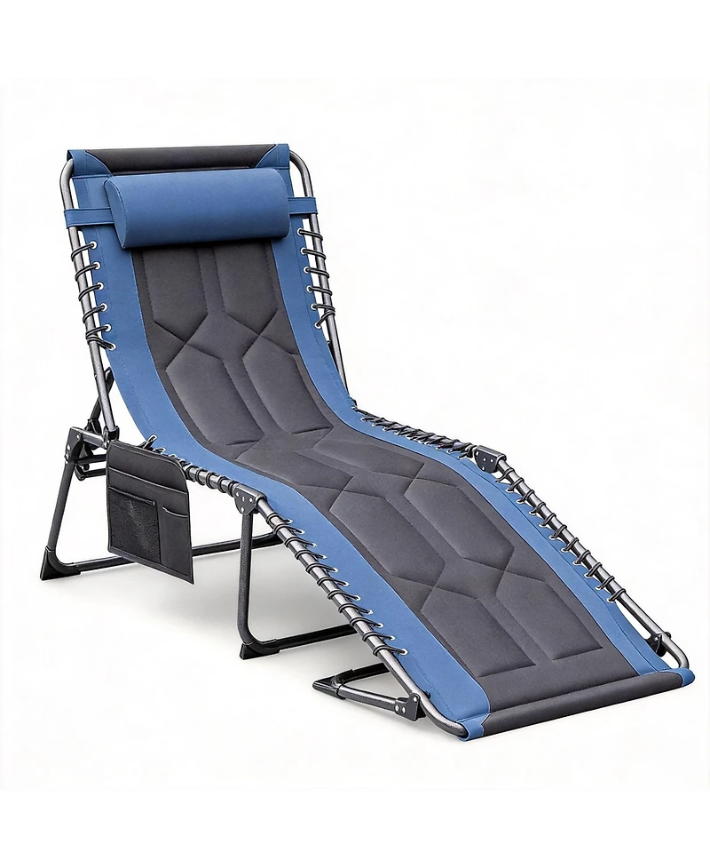 Aofar 4-Fold Padded Folding Outdoor Chaise Lounge Reclining Chair