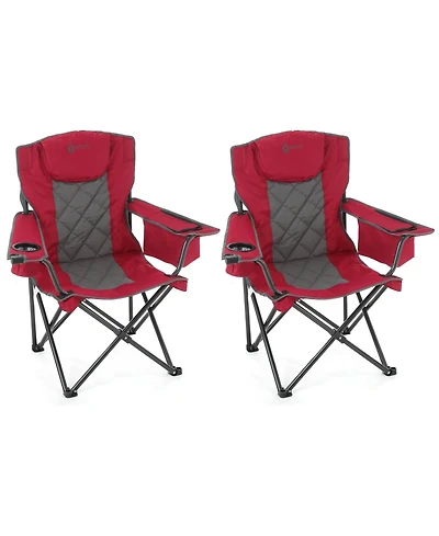 Arrowhead Outdoor 2-Pack Folding Camp Chair w/ Headrest, Cup and Wine Glass Holder, Armrest 6-can Cooler, Carry Bag, 550 lbs Capacity