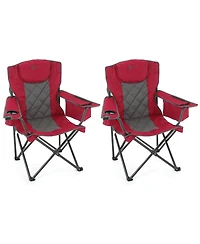 Arrowhead Outdoor 2-Pack Folding Camp Chair w/ Headrest, Cup and Wine Glass Holder, Armrest 6-can Cooler, Carry Bag, 550 lbs Capacity