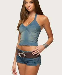Edikted Women's Cecie Denim Halter Top