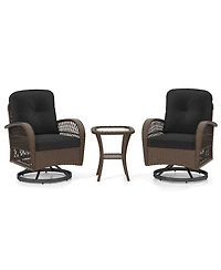 Slickblue 3-Piece Patio Rocking Chair Set with Swivel Chairs and Glass Table