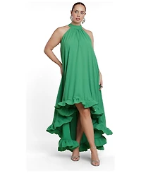 Eloquii Women's Plus High Low Dramatic Ruffle Detail Dress