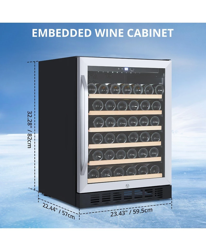 homfan 46 Bottle Compressor Wine Cooler, Digital Touch Control Wine Refrigerator with Double Tempered Glass, Quiet Free standing