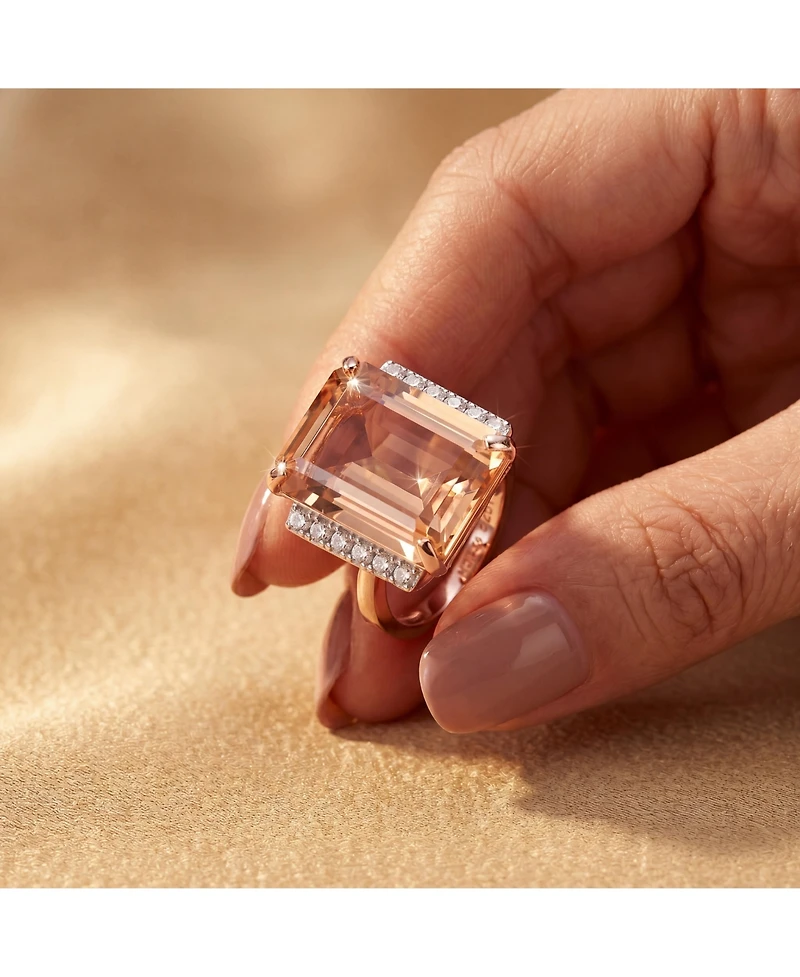 Sterling Silver 18K Rose Gold Plated with Pink and White Cubic Zirconia Accent Ring
