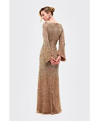 Beauut Women's Embellished Sequin V-Neck Maxi Dress