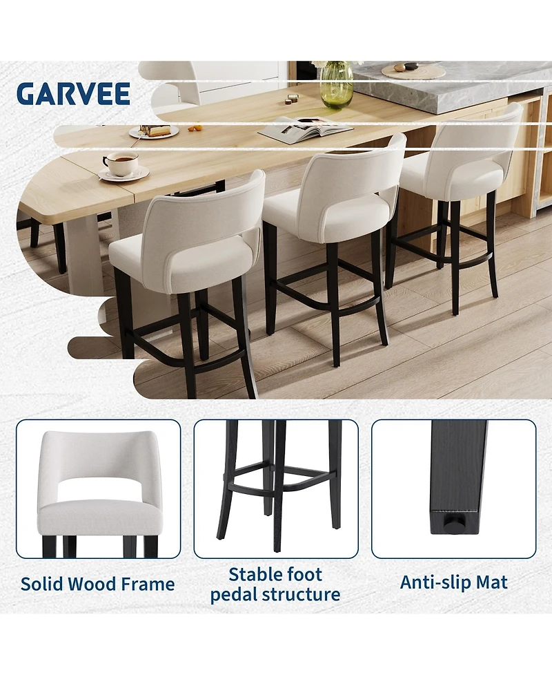 homfan 29.5-Inch Counter Height Bar Stool with Backrest and Padded Seat for Kitchen Island Dining