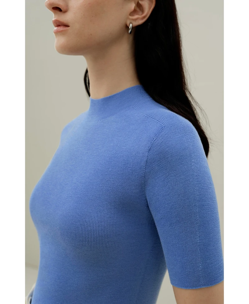Lilysilk Women's Seamless Silk-Cotton Slim-Fit Knit Top