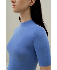 Lilysilk Women's Seamless Silk-Cotton Slim-Fit Knit Top