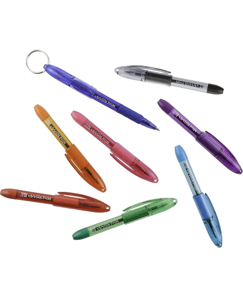 Pentel Rsvp Mini Ballpoint Pen, (1.0mm) Medium Line, 24-Assorted Ink (A/B/C/D/F/P/S/V) in Clear cylinder pack