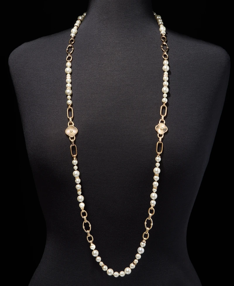 Anne Klein Crystal & Imitation Pearl Strand Necklace, 42"